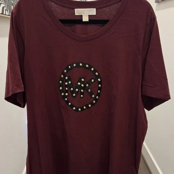 Michael Kors Dark Red Studded Logo Tee 3X - Picture 1 of 2